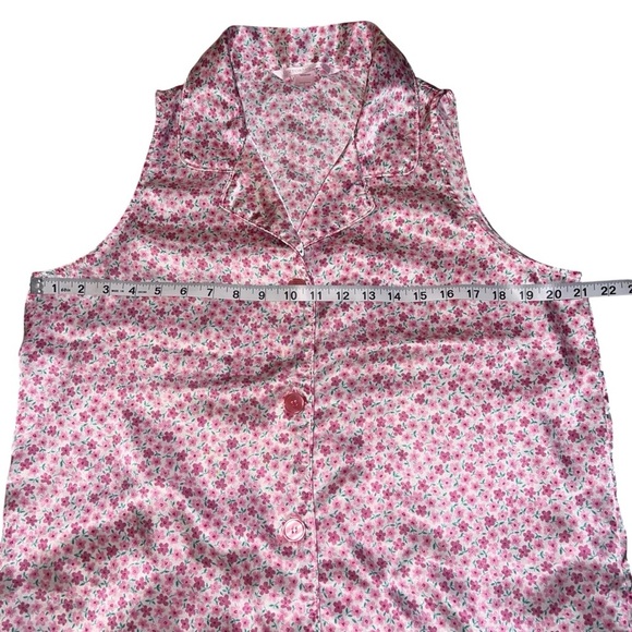 Victoria's Secret Pink🌸Floral Button Down Sleeveless Shorts Pajama Set Large - Picture 3 of 10